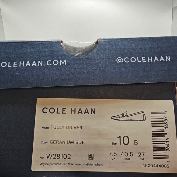 NIB Women's Cole‎ Haan Tully Driver Loafers Geranium Suede Size 10B - Picture 2 of 9